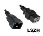 Preview: IEC kábel C19-C20 LSZH, 1,5 mm², 16A, fekete, 1,80 m hosszú, 1,80 m hosszú